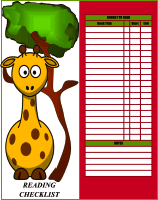 Giraffe Reading Checklist Bookmark