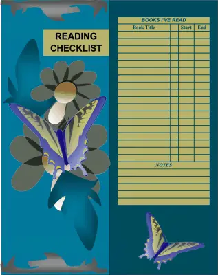 Butterflies And Flowers Reading Checklist Bookmark bookmark