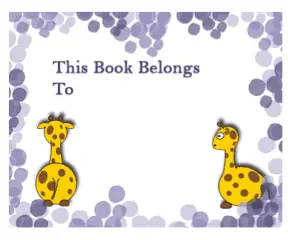Giraffe Bookplates bookmark
