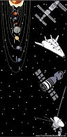 Sci-Fi Bookmark with Rockets in Space