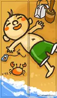 Summer Bookmark with Boy on the Beach