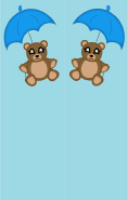 Teddy Bear Blue Umbrella Bookmark